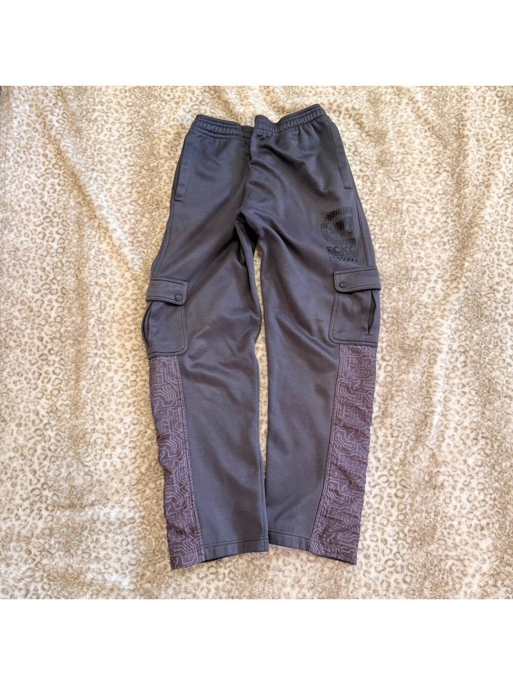 Ecko Function‎ Grey Tech Cargo Track Pants Baggy Cyber Y2K Gorpcore Mens Size S
